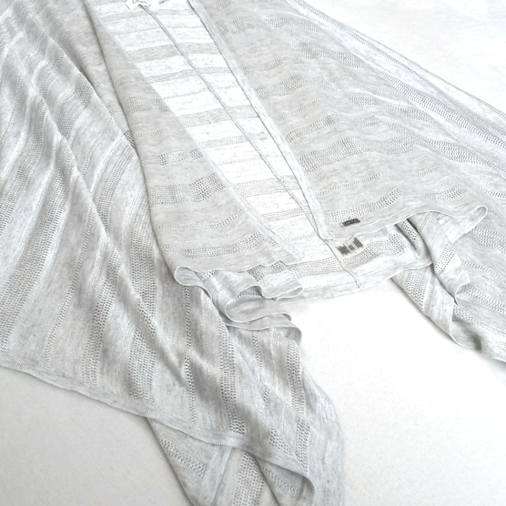 *Relisted* Calvin Klein Wrap/ Poncho Gray & Faint White Stripe Silver Threading - Picture 2 of 15